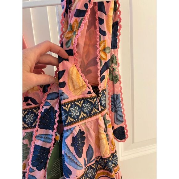 NWT Farm Rio SEASHELL tiered PINK MIDI DRESS, XXS $275 - Picture 8 of 9